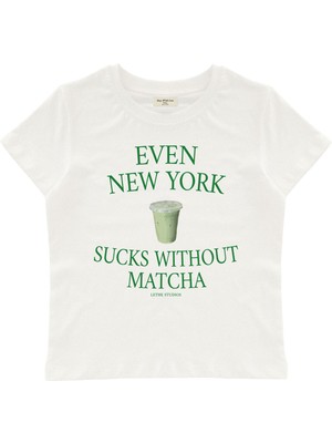 Matcha Baskılı Baby Tee Crop Top