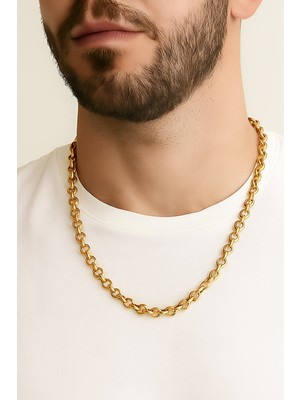 Altın Renk Doc Model Zincir 55 Cm. Unisex Çelik Kolye - 3345