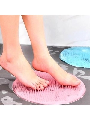 Silikon Fırçalı Banyo Masaj Matı ve  Ayaklar Için Topuk Masaj Paspası -1 Adet Stokta Olan Renk Gönderilir