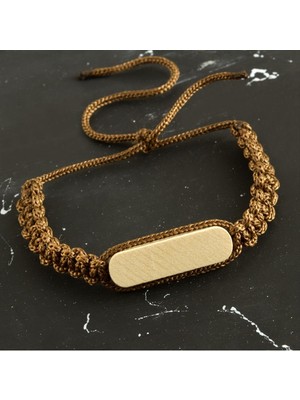 Zeroshop Ahşap Makrome Örgülü Bileklik-Açık Mavi