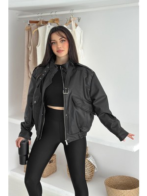 Kadın Astarlı Deri Ceket – Güçlü & Şehirli Stil