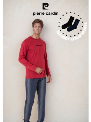 Erkek %100 Pamuk Yazı Detaylı Uzun Kol Pijama Takımı OL.PC.6095.001