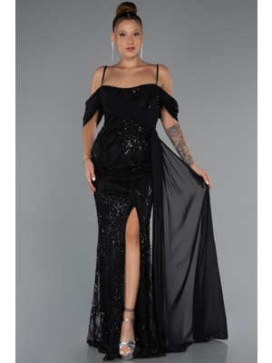 Omuz Dekolteli Yırtmaçlı Uzun Boncuklu Abiye ABU5316