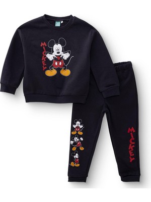 Disney Erkek Bebek Eşofman Takımı Şardonlu Üç Iplik Bisiklet Yaka Uzun Kol Ribanalı Paça