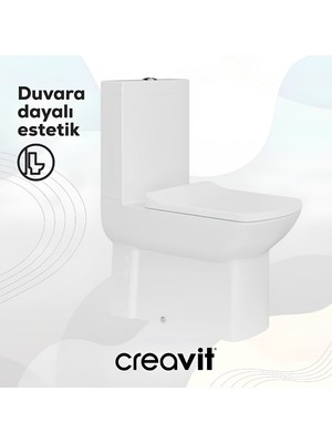 Creavit Lara Beyaz Kanallı Duvara Sıfır Klozet Takım LR360, Creavit Lara Yavaş Kapak