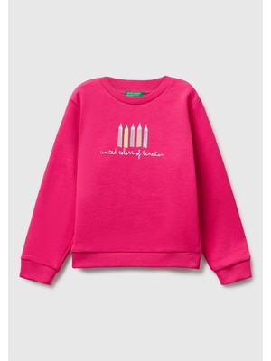 Benetton Kız Bebek Fuşya Sweatshırt 3J70G10JR-25K-029