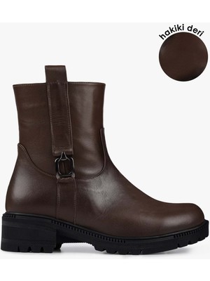 Kadın Raze Kahve Hakiki Deri Bot