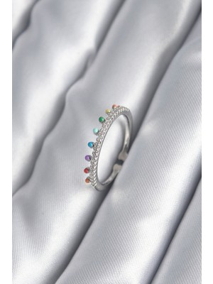 Pirinç Gümüş Renk Zirkon Taş Detay Kadın Yüzük - Lisinya