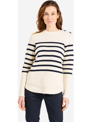 Tribord Kadın Triko Kazak - Lacivert Çizgili/ekru - 100