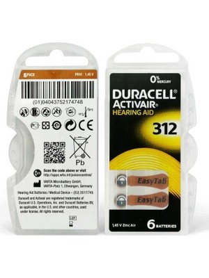 Duracell Activair 312 Kulaklık Pili 6'lı