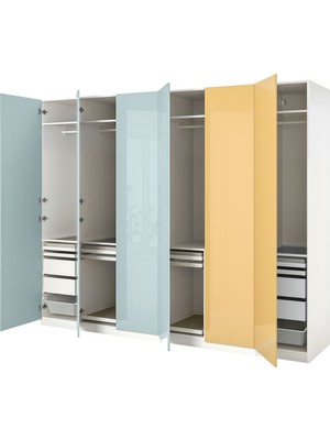 Pax Gardırop, Açık Gri-Mavi-Sarı, 300X60X236 cm