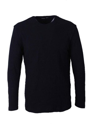 Trender O Yaka Waffle Indigo Erkek Sweatshirt 5073-2