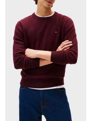 Tommy Hilfiger Pamuk ve Kaşmir Karışımlı Regular Fit Bisiklet Yaka Kazak Erkek Kazak MW0MW28046 Xıh