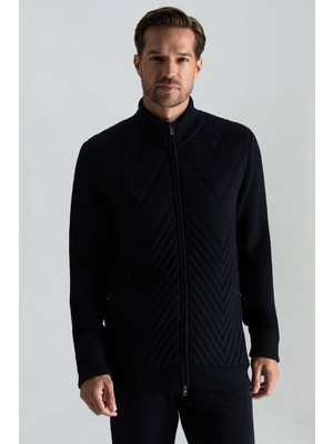 Hemington Merino Yün Activewear Lacivert Triko Ceket