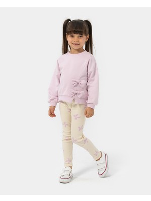 Kız Çocuk Mobil Fiyonklu Dar Paça Taytlı Ikili Takım