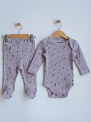 Kız Bebek Çiçek Desenli Body Alt Takım