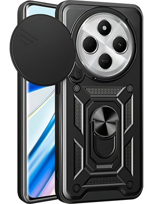 Fibaks Xiaomi Redmi 14C 4g Kılıf Kamera Korumalı Sürgülü Yüzüklü Armor Military Tank Koruyucu Kapak