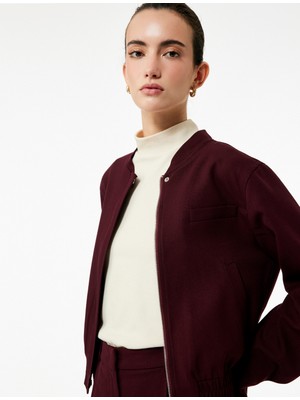 Rahat Kalıp Cepli Uzun Kollu Bomber Ceket