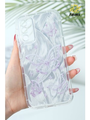 Samsung Galaxy S21 Fe Kılıf Sök Tak Kamera Korumalı Parlak Hologramlı Kelebek Desenli Darbe Emici