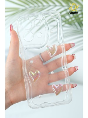 Xiaomi Redmi Note 13 Pro 5g Kılıf 3D Kalpli Inci Tasarımlı Desenli Kamera Korumalı Silikon Kapak