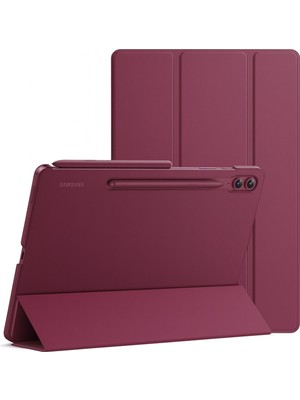 Fibaks Samsung Galaxy Tab S9 Fe Plus 12.4 Devrilmez Standlı Bordo Tablet Kılıfı Güçlü Manyetik Yapı