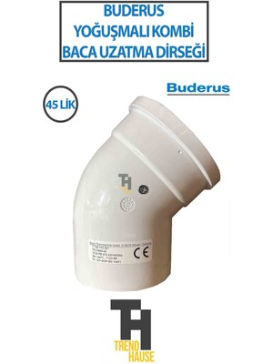 Buderus Yoğuşmalı Kombi Baca Uzatma Dirseği 45'lik (Orjinal)
