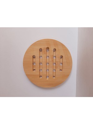 Ahşap Bambu Nihale Çaydanlık Altlığı Yuvarlak Delikli Tencere Altlığı Çaydanlık Matı
