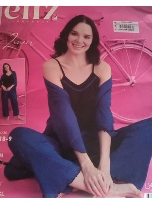 3 Lü Mavi Siyah Eliz Pijamatakımı