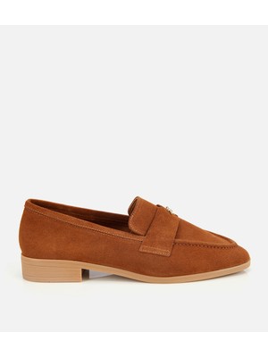 Hotiç Kadın Süet Deri Taba Yumuşak Dokulu Klasik Loafer