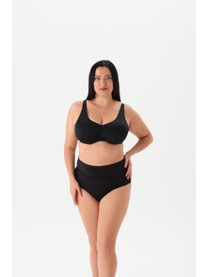 Pierre Cardin Büyük Beden Toparlayıcı Balenli Siyah Bikini Takım