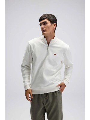Ellesse Yarım Fermuarlı Sweat Kadın 2XL Günlük Stil Dropsuz Beyaz Renk 2025 Sonbahar-Kış Modeli