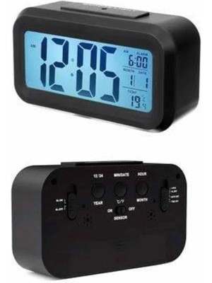 Dijital Masa Saati Takvim Çalar Saat Alarmlı Işıklı LED Ekran Pilli