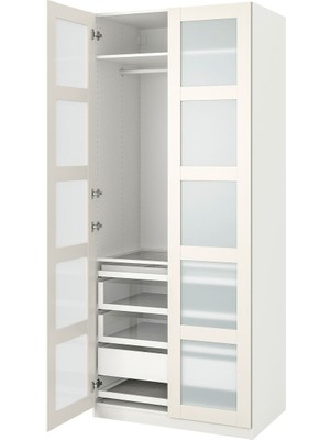 Pax Gardırop, Beyaz-Buzlu Cam, 100X60X236 cm