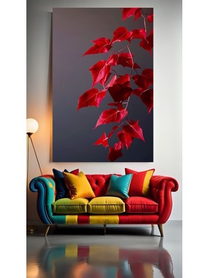 Özkacar Group Kırmızı Çiçek V33 Ev Duvar Salon Güzellik Salonu Ofis Dükkan Dekarasyon Kanvas Tablo