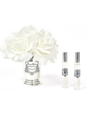 Yuvarlak Pirinç Vazo Sılver Beyaz