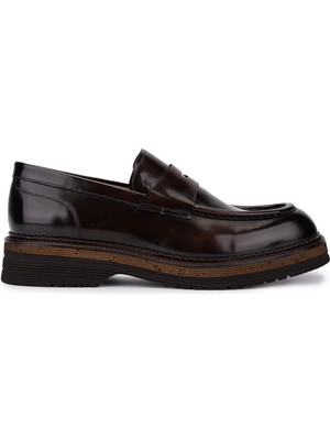 Tamer Tanca Erkek Hakiki Deri Kahverengi Loafer Ayakkabı 987 222A Erk Ayk SK25-26 Kahve Acma