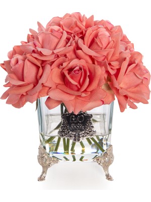 Pirinç Ayak Cam Sılver Gül Mercan Ev Parfumu 13 Gül