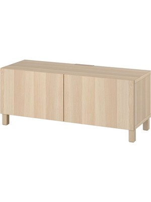 Tv Sehpası, Ağartılmış Meşe Görünümlü, 120X42X48 Cm, Lappvıken, Stubbarp