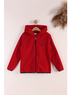 Monox Lastik Manşetli Fermuarlı Kapüşonlu Çocuk Unisex Polar Ceket