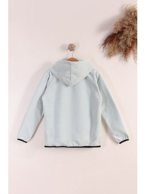 Monox Lastik Manşetli Fermuarlı Kapüşonlu Çocuk Unisex Polar Ceket