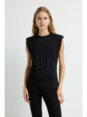 Adl Kolsuz Büzgülü Bluz Siyah 11545833000