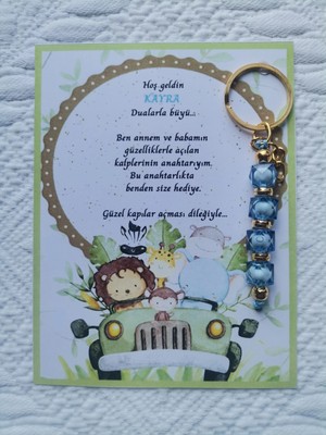 32 Adet Isme Özel Tasarım Mavi Anahtarlık Hastane Yeni Doğan 40 Mevlidi Dağıtmalık Hediyelik