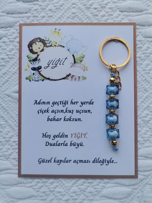 32 Adet Isme Özel Tasarım Mavi Anahtarlık Hastane Yeni Doğan 40 Mevlidi Dağıtmalık Hediyelik