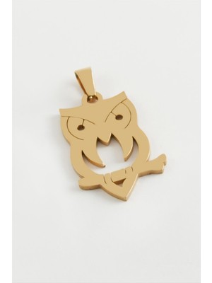Sepetim Baykuş Çelik Kolye Ucu 3 Cm-Siyah