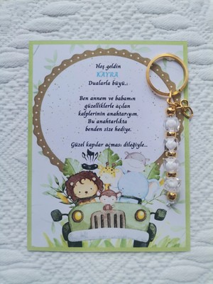 32 Adet Isme Özel Tasarım Beyaz Anahtarlık Hastane Yeni Doğan 40 Mevlidi Dağıtmalık Hediyelik