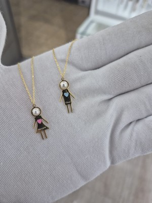 925 Ayar Papatya Silver Ikili Kişiye Özel Inci Çocuk Kolye.erkek,kız Kolye.rose.gold.rodaj