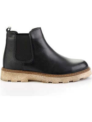 Siyah Hakiki Deri Erkek Bot & Bootie E02905301140