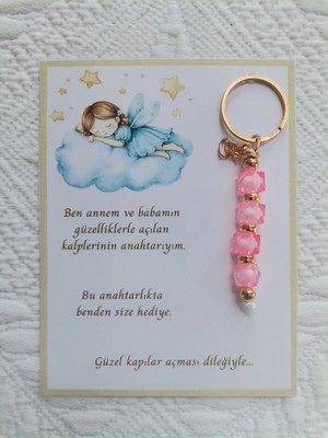 52 Adet Isme Özel Tasarım Pembe Anahtarlık Hastane Yeni Doğan 40 Mevlidi Dağıtmalık Hediyelik