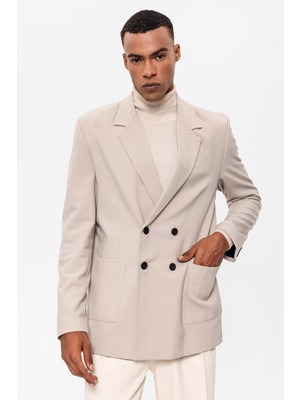 Antioch Açık Bej Torba Cepli Kruvaze Erkek Blazer Ceket