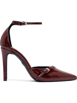 Kadın Bordo Bilekten Tokalı Yüksek Ince Topuklu Rugan Stiletto 25AFD440316